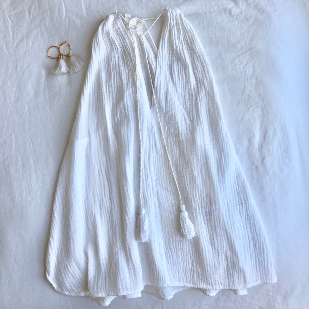 Revolve White Cotton Tassle Blouse